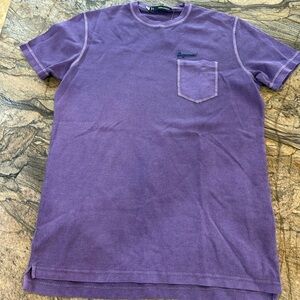 DSQUARED2 Purple Henley Logo Crew Neck T-Shirt